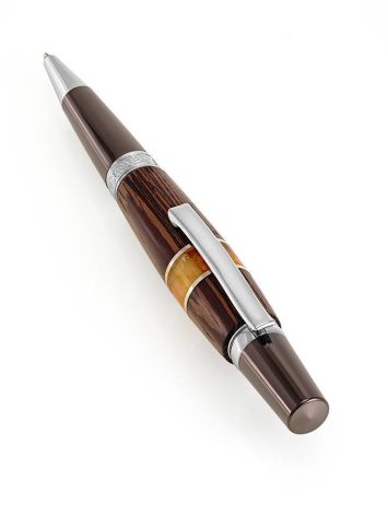 Handcrafted Wooden Ball Pen With Natural Amber, image , picture 4