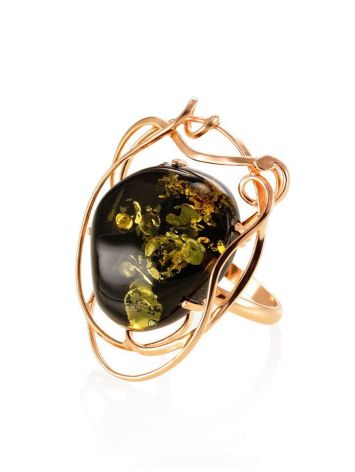 One Size Gold-Plated Ring With Bold Green Amber The Rialto, Ring Size: Adjustable, image , picture 4