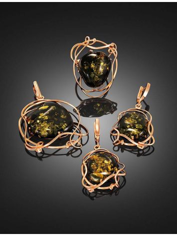 One Size Gold-Plated Ring With Bold Green Amber The Rialto, Ring Size: Adjustable, image , picture 5