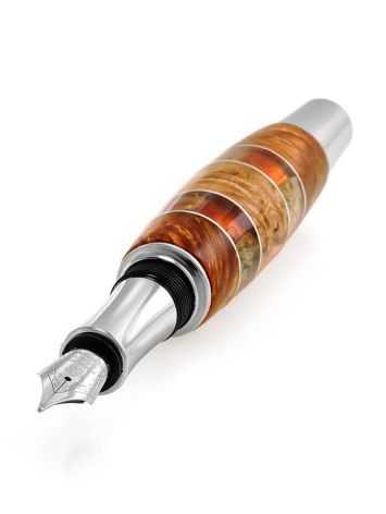 Birch Wood Fountain Pen With Honey Amber The Indonesia, image , picture 3