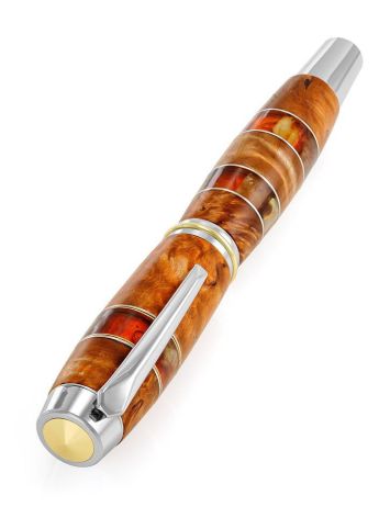 Birch Wood Fountain Pen With Honey Amber The Indonesia, image , picture 5