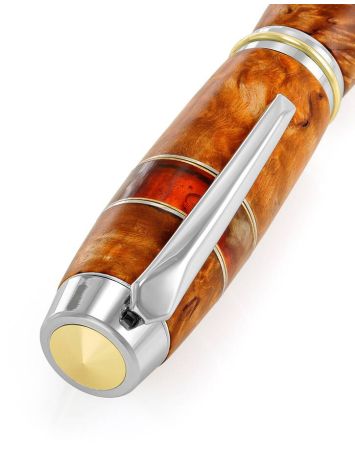 Birch Wood Fountain Pen With Honey Amber The Indonesia, image , picture 6