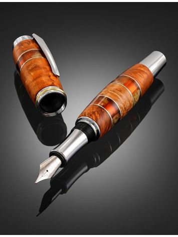 Birch Wood Fountain Pen With Honey Amber The Indonesia, image , picture 2