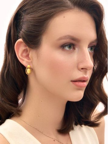 Butterscotch​ Amber Earrings In Gold-Plated Silver The Prussia, image , picture 3