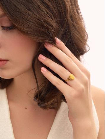 Butterscotch Amber Ring In Gold-Plated Silver The Prussia, Ring Size: 10 / 20, image , picture 3