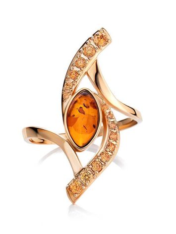 Golden Amber Ring With Crystals The Raphael, Ring Size: 8 / 18, image , picture 3