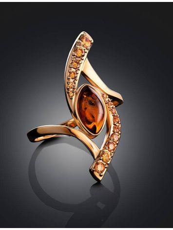Golden Amber Ring With Crystals The Raphael, Ring Size: 8 / 18, image , picture 2