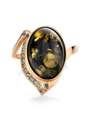 Golden Amber Ring With Green Crystals The Raphael, Ring Size: 8 / 18, image , picture 3