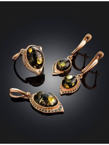 Golden Amber Ring With Green Crystals The Raphael, Ring Size: 8 / 18, image , picture 4