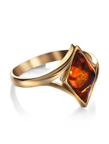Gold-Plated Ring With Cognac Amber The Colombina, Ring Size: 10 / 20, image , picture 3