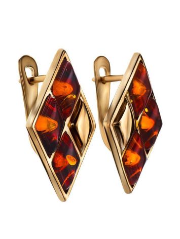 Gold-Plated Earrings With Cognac Amber The Colombina, image , picture 4
