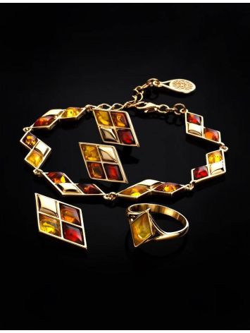 Gold-Plated Ring With Lemon Amber The Colombina, Ring Size: 5.5 / 16, image , picture 6