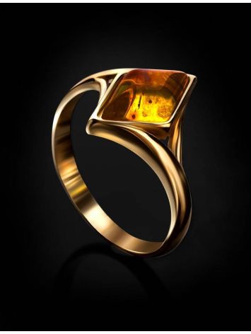 Gold-Plated Ring With Lemon Amber The Colombina, Ring Size: 5.5 / 16, image , picture 2