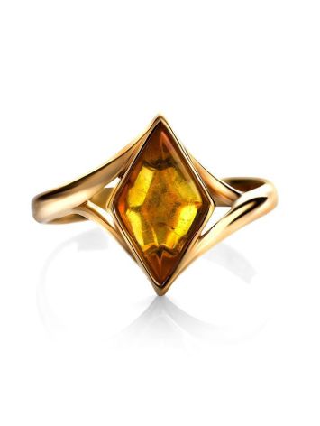 Gold-Plated Ring With Lemon Amber The Colombina, Ring Size: 5.5 / 16, image , picture 4