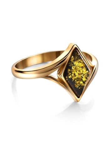 Gold-Plated Ring With Green Amber The Colombina, Ring Size: 7 / 17.5, image , picture 3