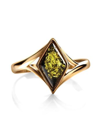 Gold-Plated Ring With Green Amber The Colombina, Ring Size: 8.5 / 18.5, image , picture 4