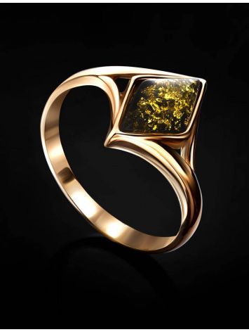 Gold-Plated Ring With Green Amber The Colombina, Ring Size: 8.5 / 18.5, image , picture 2