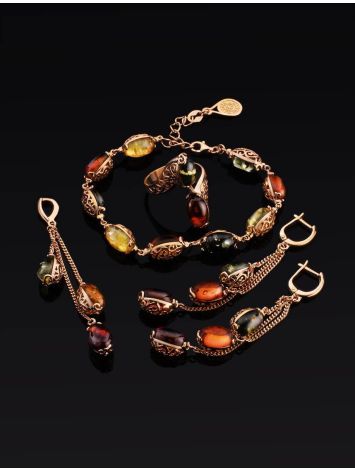 Multicolor Amber Pendant In Gold-Plated Silver The Casablanca, image , picture 4