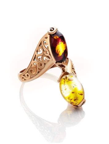 Multicolor Amber Ring In Gold-Plated Silver The Casablanca, Ring Size: 5.5 / 16, image , picture 3