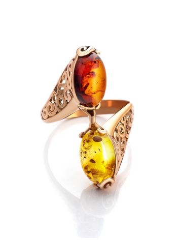 Multicolor Amber Ring In Gold-Plated Silver The Casablanca, Ring Size: 11 / 20.5, image , picture 4