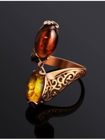 Multicolor Amber Ring In Gold-Plated Silver The Casablanca, Ring Size: 5.5 / 16, image , picture 2