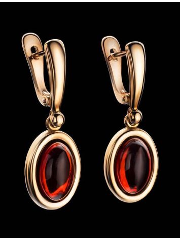 Drop Amber Earrings In Gold-Plated Silver The Goji, image , picture 2