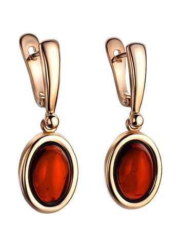 Drop Amber Earrings In Gold-Plated Silver The Goji, image , picture 3