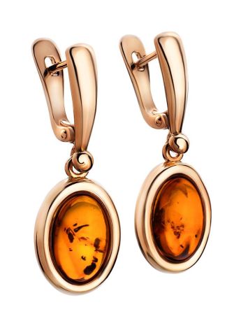 Drop Amber Earrings In Gold-Plated Silver The Goji, image , picture 3