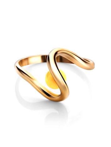 Wavy Amber Ring In Gold The Leia, Ring Size: 6.5 / 17, image , picture 4
