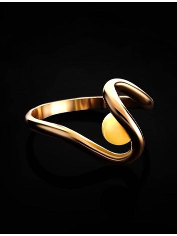 Wavy Amber Ring In Gold The Leia, Ring Size: 6.5 / 17, image , picture 2