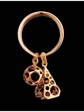 Dangle Amber Ring In Gold-Plated Silver The Geneva, Ring Size: 6.5 / 17, image , picture 2