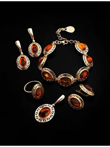 Drop Amber Earrings In Gold-Plated Silver The Ellas, image , picture 4