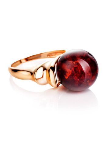 Cherry Amber Ring In Gold-Plated Silver The Saturn, Ring Size: 6 / 16.5, image , picture 4