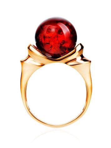 Cherry Amber Ring In Gold-Plated Silver The Saturn, Ring Size: 6 / 16.5, image , picture 3