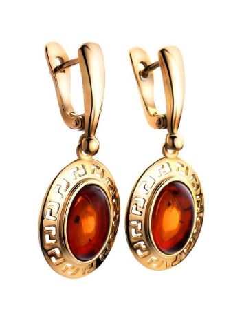 Drop Amber Earrings In Gold-Plated Silver The Ellas, image , picture 3