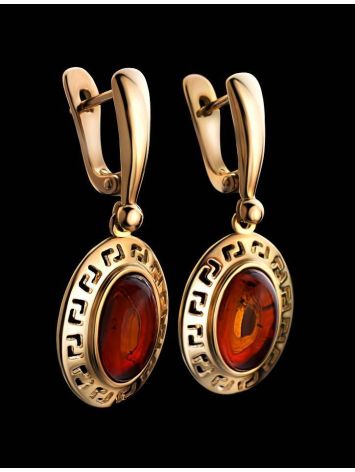 Drop Amber Earrings In Gold-Plated Silver The Ellas, image , picture 2