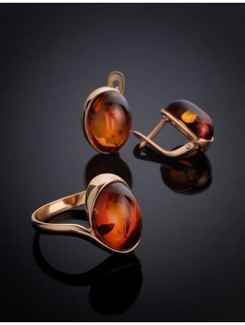 Сlassic Gold-Plated Cocktail Ring With Cognac Amber The Suite, Ring Size: 11.5 / 21, image , picture 7