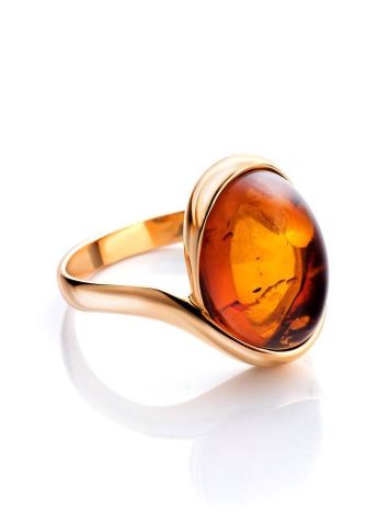 Сlassic Gold-Plated Cocktail Ring With Cognac Amber The Suite, Ring Size: 5.5 / 16, image , picture 3