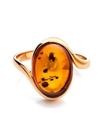 Сlassic Gold-Plated Cocktail Ring With Cognac Amber The Suite, Ring Size: 5.5 / 16, image , picture 5