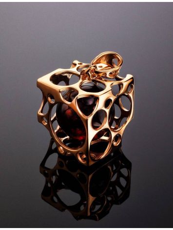 Gold-Plated Pendant With Cherry Amber The Geneva, image , picture 2