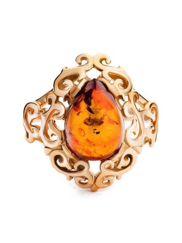Romantic Glamour Amber Ring In Gold-Plated Sterling Silver The Luxor, Ring Size: 5.5 / 16, image , picture 4