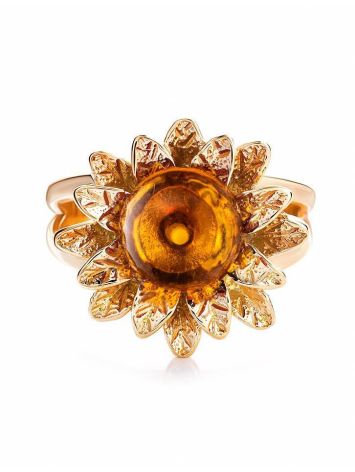 Gold-Plated Ring With Cognac Amber The Aster, Ring Size: 11 / 20.5, image , picture 4