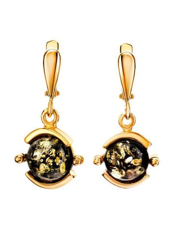 Drop Amber Earrings In Gold-Plated Silver The Sphere, image , picture 4