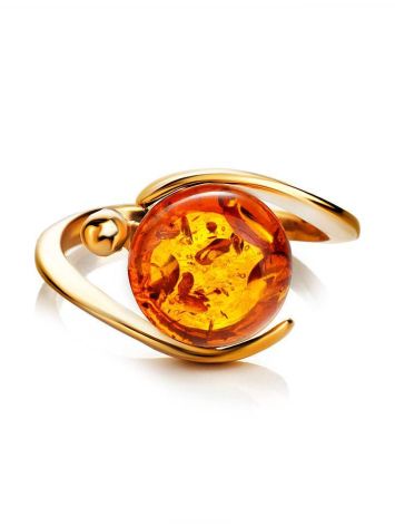 Round Amber Ring In Gold-Plated Silver The Sphere, Ring Size: 11.5 / 21, image , picture 5
