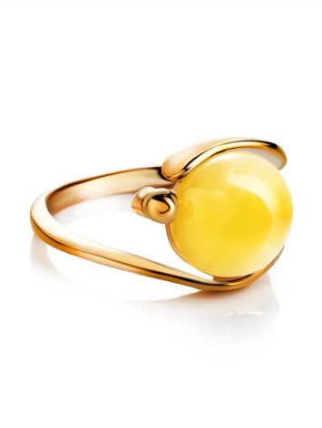 Gold-Plated Ring With Butterscotch Amber The Sphere, Ring Size: 11.5 / 21, image , picture 3