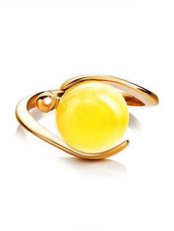 Gold-Plated Ring With Butterscotch Amber The Sphere, Ring Size: 11.5 / 21, image , picture 4