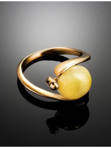 Gold-Plated Ring With Butterscotch Amber The Sphere, Ring Size: 11.5 / 21, image , picture 2