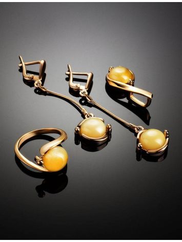 Gold-Plated Ring With Butterscotch Amber The Sphere, Ring Size: 11.5 / 21, image , picture 5