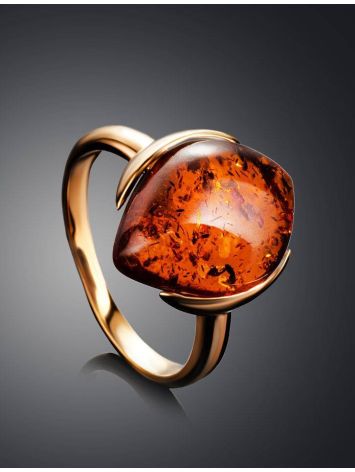 Amber Silver Ring In Gold-Plated Silver The Cat's Eye, Ring Size: 11.5 / 21, image , picture 2