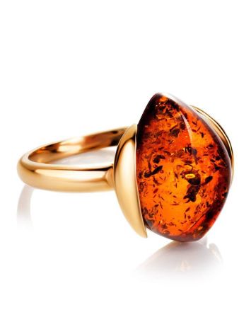 Amber Silver Ring In Gold-Plated Silver The Cat's Eye, Ring Size: 5.5 / 16, image , picture 4
